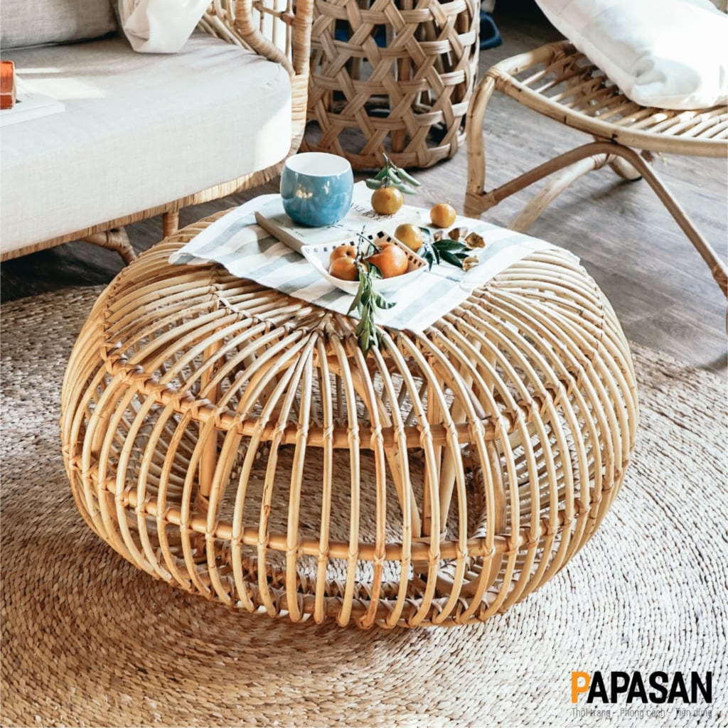 Bàn trà mây Papasan s19