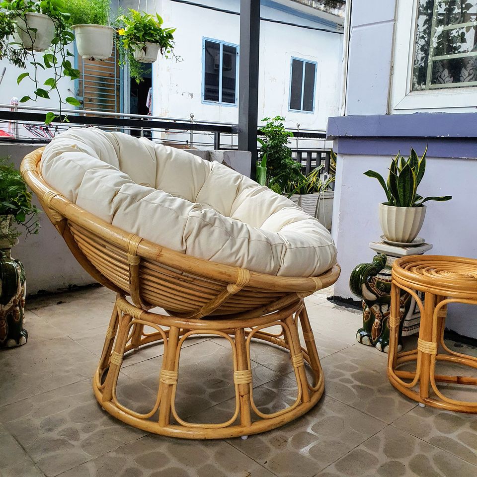 đệm ghế mây papasan - vải thô